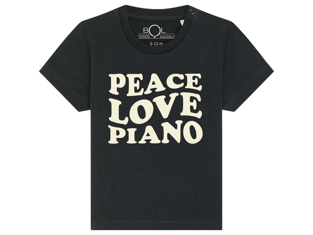 Peace, Love, Piano shirt baby zwart