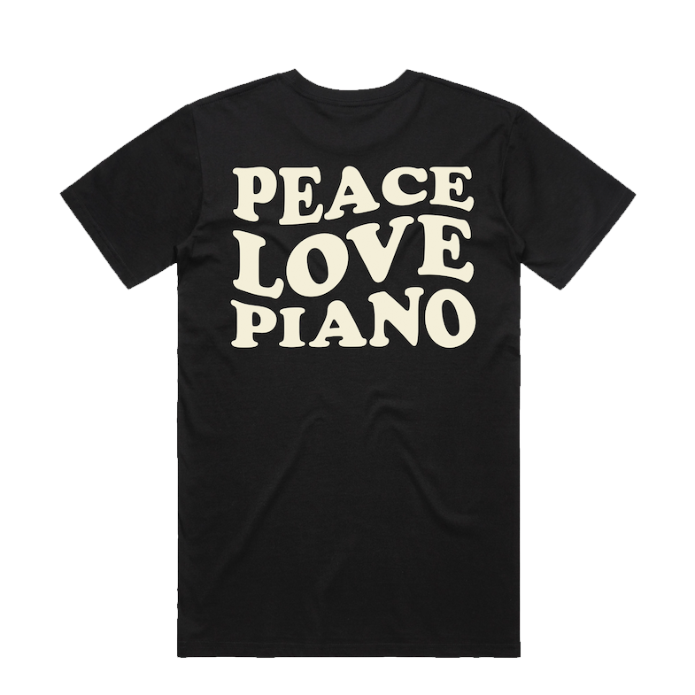 Peace, Love, Piano shirt zwart