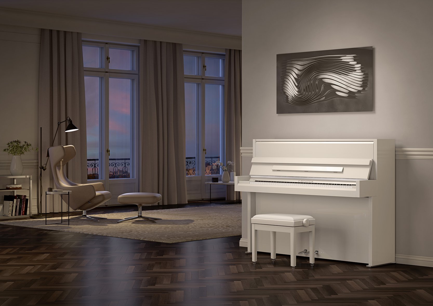 Piano C. Bechstein R2, blanc