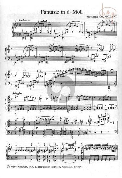 Fantasy d-minor KV 397 for Piano Solo - Mozart